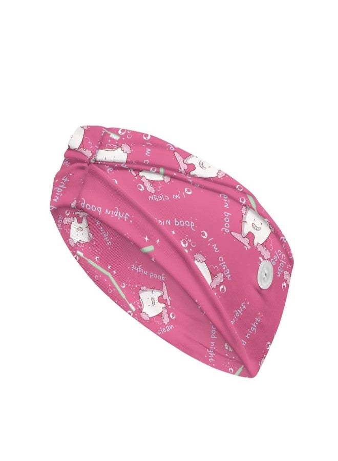 Gomyblomy Pink Teeth Print Nurse Headbands for Women Non Slip Elastic Nursing Headbands with Buttons for Mask Face Cover, Female Nurse Dentists Hairbands - Image 2